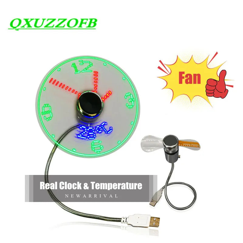 USB Time & Temperature Display Fan