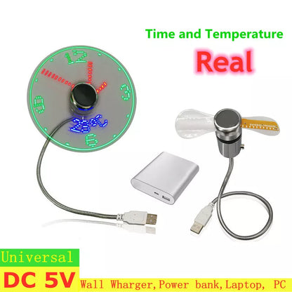USB Time & Temperature Display Fan