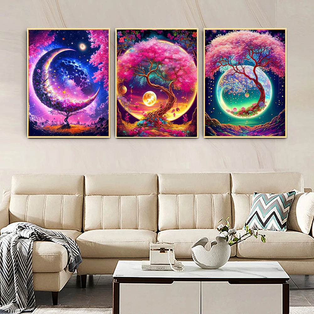 5D DIY Fantasy Moon Tree Landscape Diamond Painting Kit