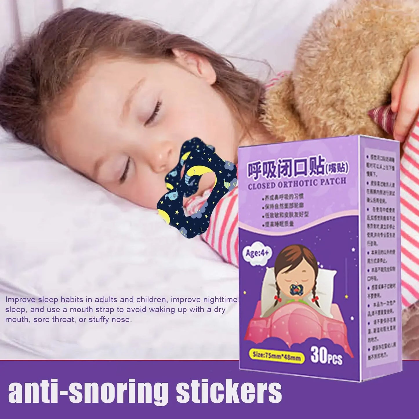 SnoreEase Anti-Snoring Stickers - 30 Pcs/Box