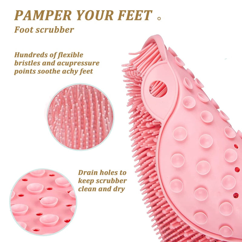 SiliScrub - Non-slip Silicone Back Brush and Foot Massage Shower Mat