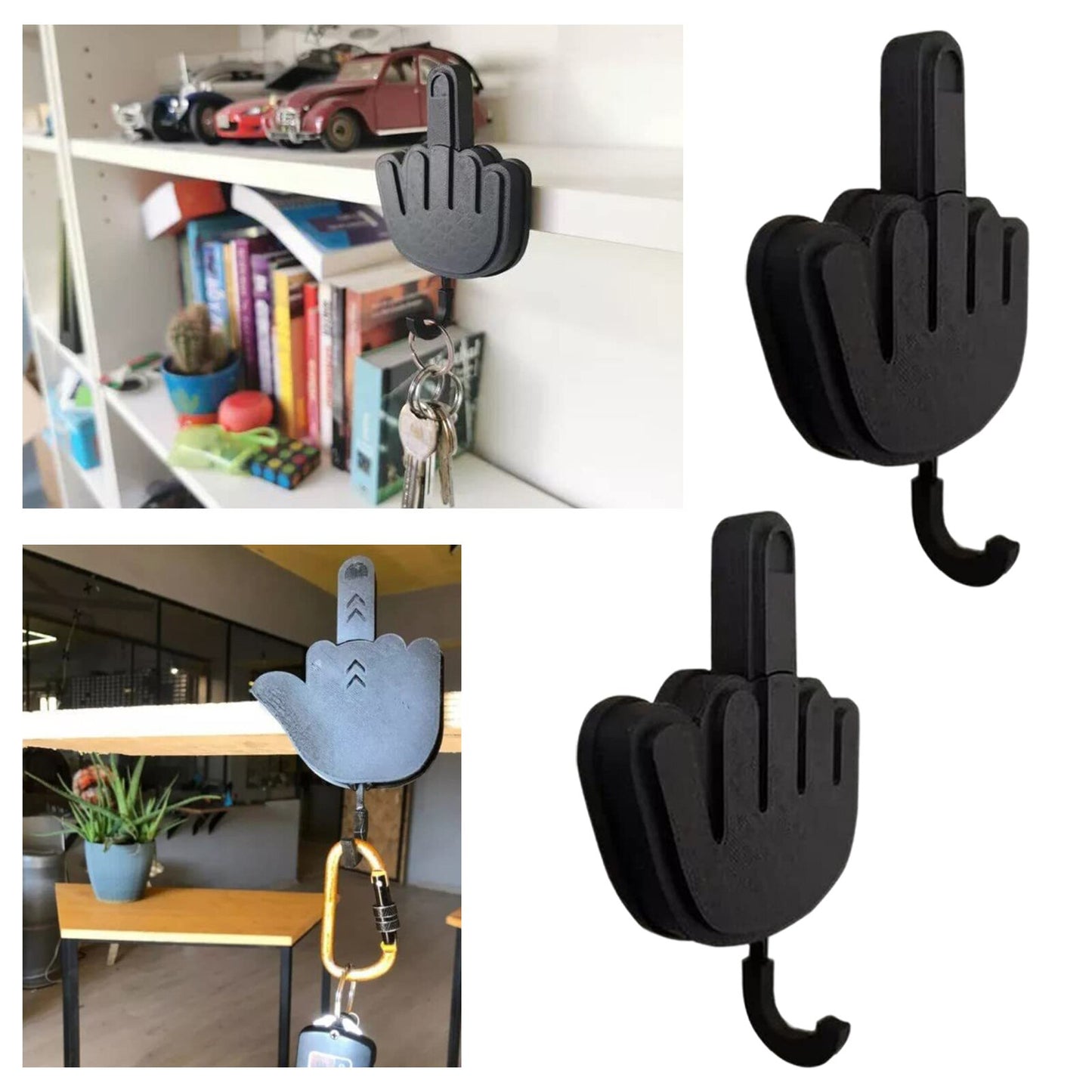 CheekyHooks - Middle Finger Self-Adhesive Key Holder and Wall Hanger