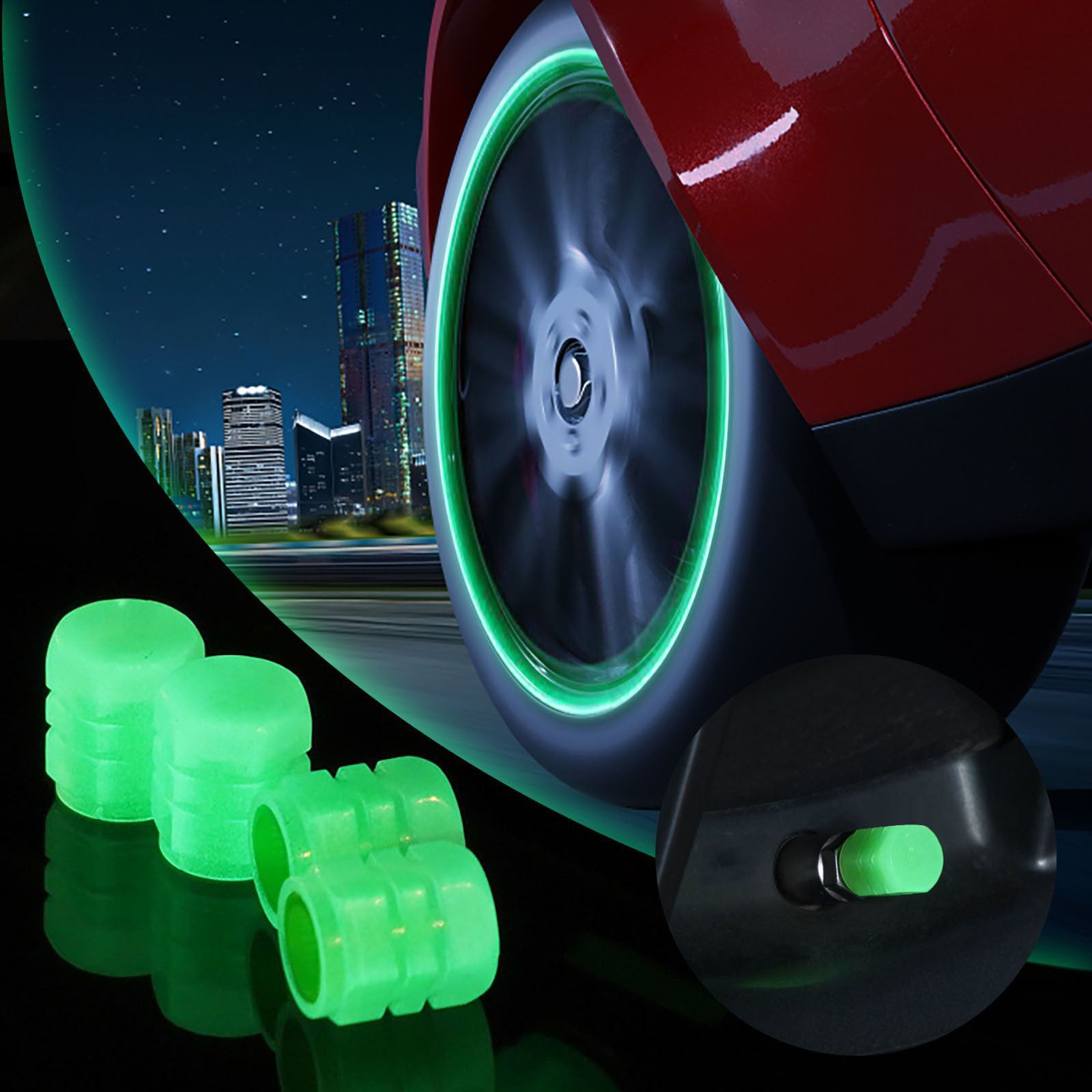 Glow In The Dark Tire Valve Cap